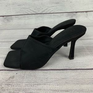 Black Square Peep Toe Mule Heels Size 8